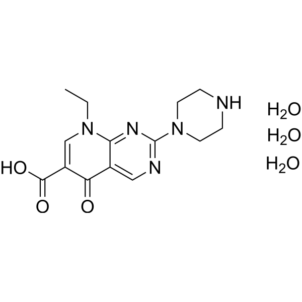 Pipemidic acid trihydrate (8-ethyl-5,8-dihydro-5-oxo-2-(1-piperazinyl)pyridine[2
